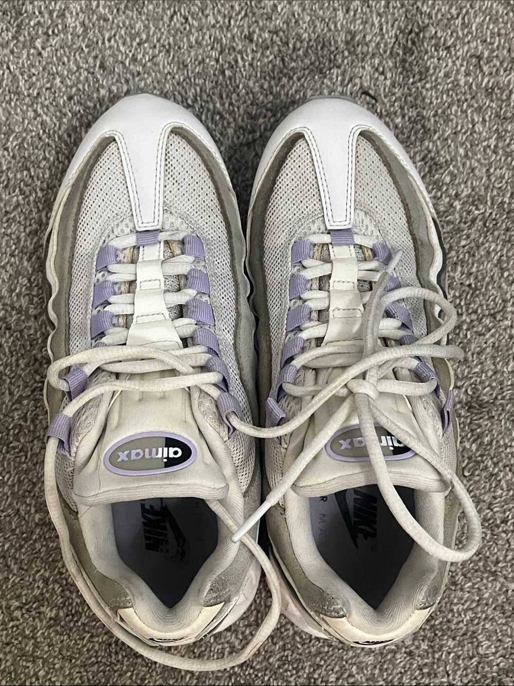 Nike Women's White Sneakers with Lavender Accents(Nike Air Max 95)